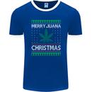 Merry Juana Christmas Funny Weed Cannabis Mens Ringer T-Shirt FotL Royal Blue/White