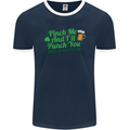 Pinch Me and I'll Punch You St Patricks Day Mens Ringer T-Shirt FotL Navy Blue/White