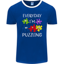Every Day I'm Puzzling Autism Autistic ASD Mens Ringer T-Shirt FotL Royal Blue/White
