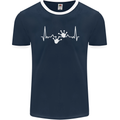 Lizard ECG Gekko Pulse Iguana Gecko Mens Ringer T-Shirt FotL Navy Blue/White