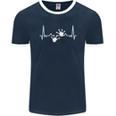 Lizard ECG Gekko Pulse Iguana Gecko Mens Ringer T-Shirt FotL Navy Blue/White