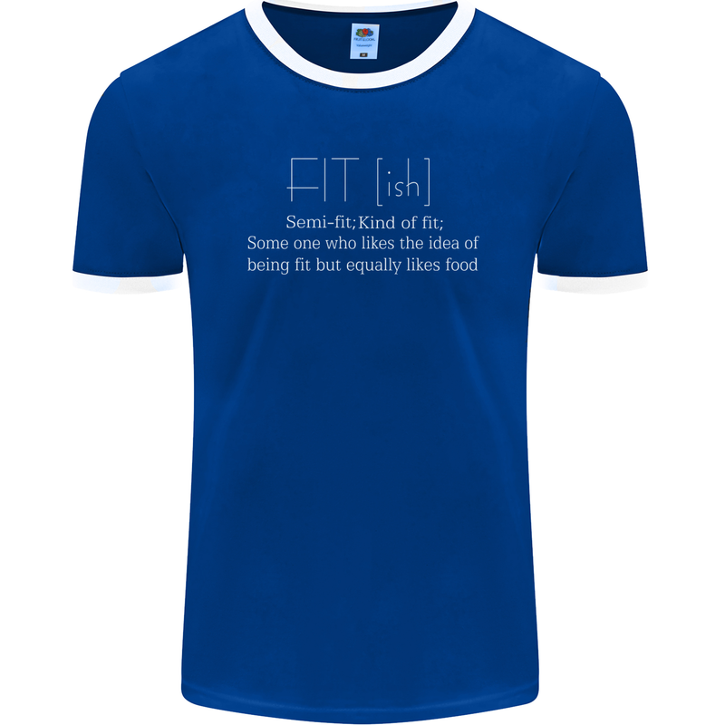 Fit ish Funny Gym Training Top Overweight Mens Ringer T-Shirt FotL Royal Blue/White