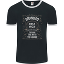 Father's Day No 1 Grandad Man Myth Legend Mens Ringer T-Shirt FotL Black/White