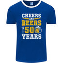 50th Birthday 50 Year Old Funny Alcohol Mens Ringer T-Shirt FotL Royal Blue/White