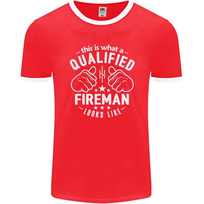 This Is What a Qualified Fireman Looks Like Mens Ringer T-Shirt FotL Red/White