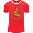 Steampunk Christmas Tree Mens Ringer T-Shirt FotL Red/White