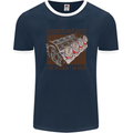 Engines & Beer Cars Hot Rod Mechanic Funny Mens Ringer T-Shirt FotL Navy Blue/White