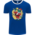 A Christmas Frog Dressed as Santa Claus Mens Ringer T-Shirt FotL Royal Blue/White