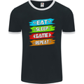 Eat Sleep Game Funny Gamer Gamming Mens Ringer T-Shirt FotL Black/White