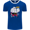 Funny Santa Ghost Christmas Halloween Mens Ringer T-Shirt FotL Royal Blue/White