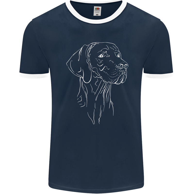 A Weimaraner Face Mens Ringer T-Shirt FotL Navy Blue/White