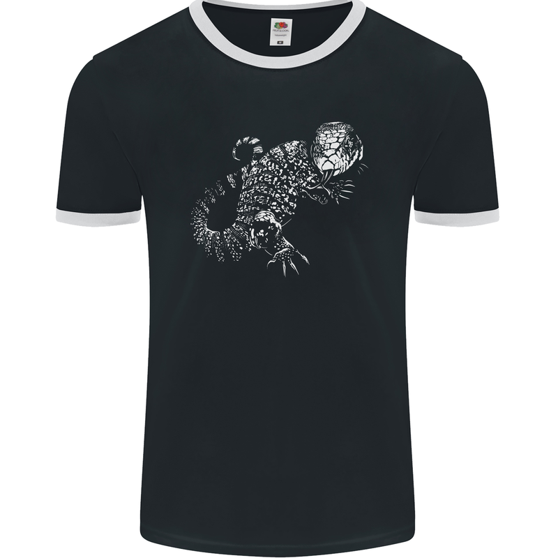 An Argentine Tegu Lizard Mens Ringer T-Shirt FotL Black/White