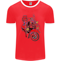 Union Jack MOD Scooter British Flag Bike Mens White Ringer T-Shirt Red/White