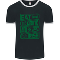 Eat Drink & Be Irish Funny St Patricks Day Mens Ringer T-Shirt FotL Black/White