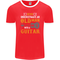 Guitar Never Underestimate Old Man Mens Ringer T-Shirt FotL Red/White