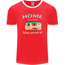 Home Is Where You Park It Caravan Funny Mens Ringer T-Shirt FotL Red/White