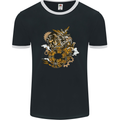 Steampunk Dragon Mens Ringer T-Shirt FotL Black/White