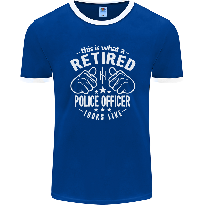 A Retired Police Officer Looks Like Mens Ringer T-Shirt FotL Royal Blue/White