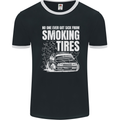 Burning Tires Car Drifting Mens Ringer T-Shirt FotL Black/White