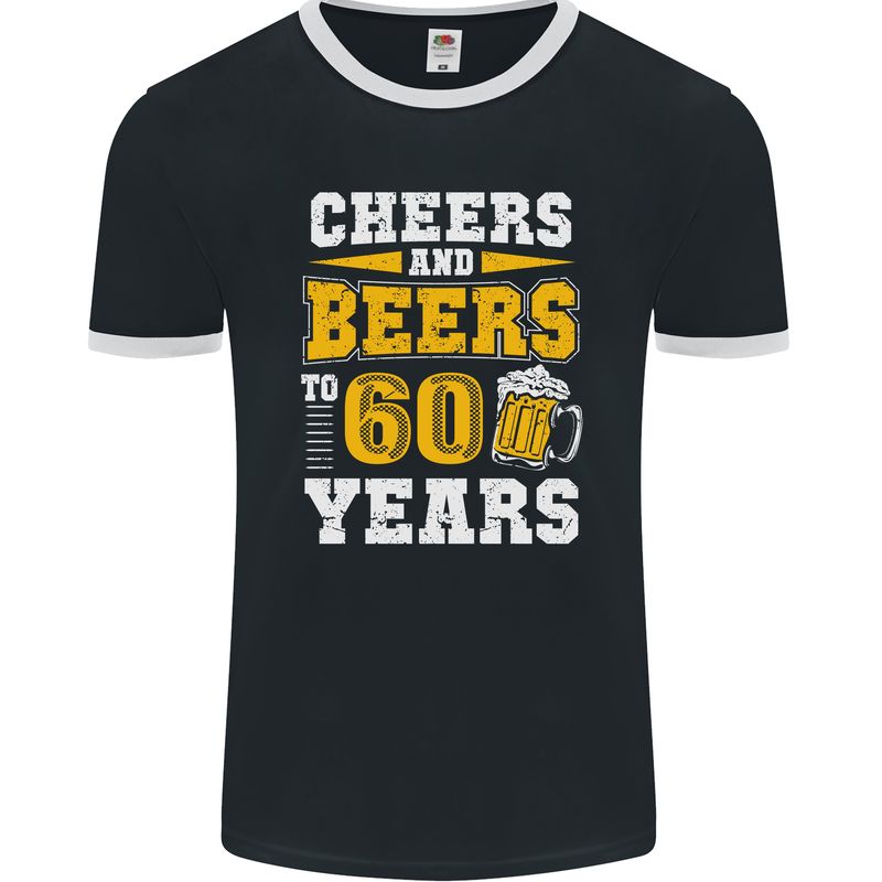 60th Birthday 60 Year Old Funny Alcohol Mens Ringer T-Shirt FotL Black/White