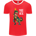 Tree Rex T-Rex Funny Christmas Dinosaur Mens Ringer T-Shirt FotL Red/White