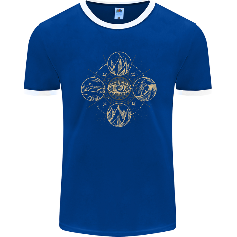 Celestial Elements Astrology Star Sign Mens Ringer T-Shirt FotL Royal Blue/White