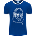 Music A Skull Wearing Headphones Mens Ringer T-Shirt FotL Royal Blue/White