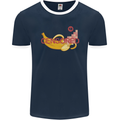 Censored Banana Funny Rude Sexy Mens Ringer T-Shirt FotL Navy Blue/White