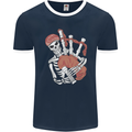 A Skeleton Playing the Bagpipes Mens Ringer T-Shirt FotL Navy Blue/White