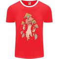 Trippy Magic Mushrooms With Eyes Mens Ringer T-Shirt FotL Red/White