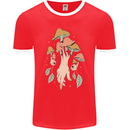 Trippy Magic Mushrooms With Eyes Mens Ringer T-Shirt FotL Red/White