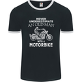 Biker Old Man Motorbike Motorcycle Funny Mens Ringer T-Shirt FotL Black/White