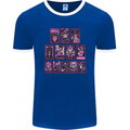 Tarot Cards Fortune Teller Skulls Mens Ringer T-Shirt FotL Royal Blue/White