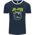 Jiu Jitsu Brazilian MMA Mixed Martial Arts Mens Ringer T-Shirt FotL Navy Blue/White