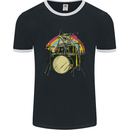 Zombie Cat Drummer Mens Ringer T-Shirt FotL Black/White