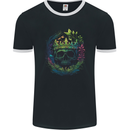 Fantasy Skull King in a Reath Mens Ringer T-Shirt FotL Black/White