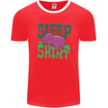 Hippo Sleep Shirt Sleeping Pajamas Mens Ringer T-Shirt FotL Red/White