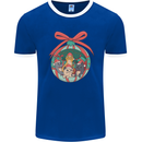 Funny Christmas Cats Bauble Mens Ringer T-Shirt FotL Royal Blue/White