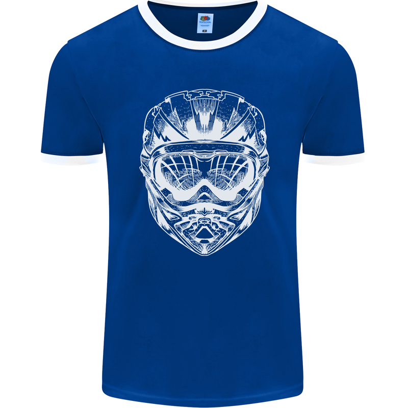 Downhill Mountain Biking Helmet DH MTB Mens Ringer T-Shirt FotL Royal Blue/White