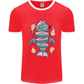 Funny Sliced Sushi Fish Fishing Fisherman Mens Ringer T-Shirt FotL Red/White