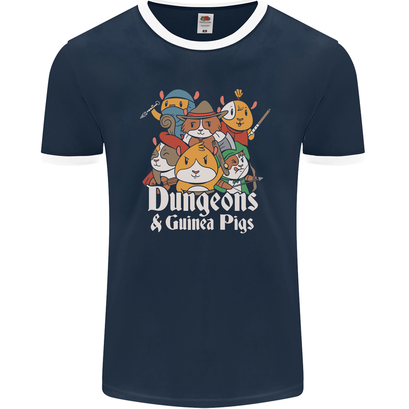 Dungeons and Guinea Pig Role Playing Game Mens Ringer T-Shirt FotL Navy Blue/White