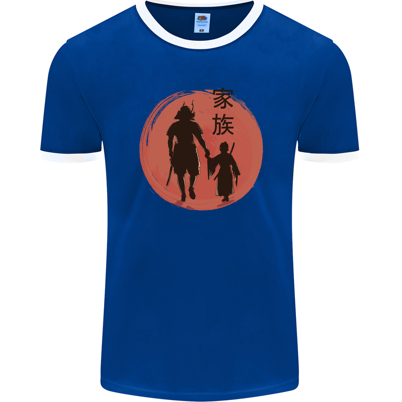 Samurai Dad Son Fathers Day MMA Martial Arts Mens Ringer T-Shirt FotL Royal Blue/White