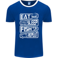 Eat Sleep Fish Funny Fishing Fisherman Mens Ringer T-Shirt FotL Royal Blue/White