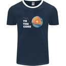 To the Core Climate Change ECG Heart Pulse Mens Ringer T-Shirt FotL Navy Blue/White