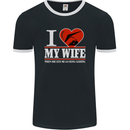 I Heart My Wife Hang Gliding Hang Glider Mens Ringer T-Shirt FotL Black/White