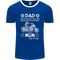 Dad Mum Biker Motorcycle Motorbike Funny Mens Ringer T-Shirt FotL Royal Blue/White