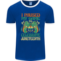 Juneteenth Gamer Gaming Video Games Mens Ringer T-Shirt FotL Royal Blue/White