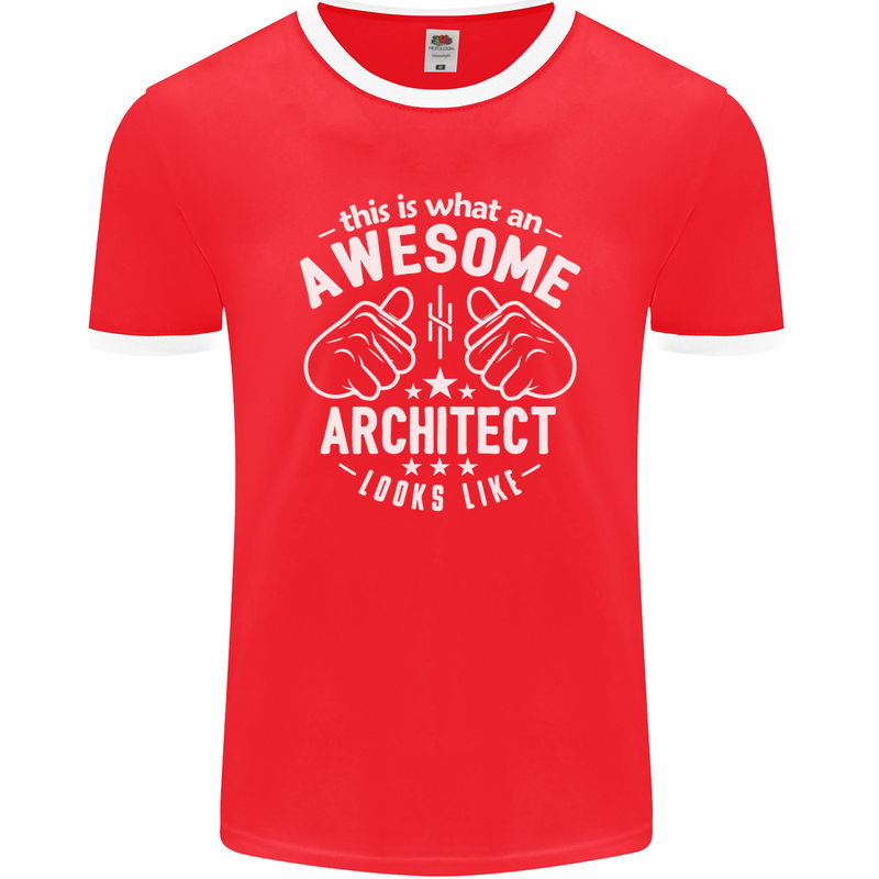 This Is What an Awesome Architect Looks Like Mens Ringer T-Shirt FotL Red/White