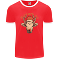 Muhdolf Funny Rudolf Christmas Cow Mens Ringer T-Shirt FotL Red/White