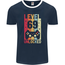 69th Birthday 69 Year Old Level Up Gamming Mens Ringer T-Shirt FotL Navy Blue/White